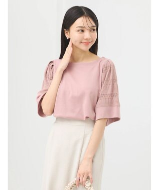 earth music&ecology フレア袖レースプルオーバー Pink