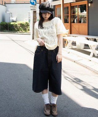 WEGO サイドドロストオフショルグラフィックT イエロー
