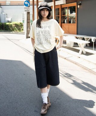 WEGO サイドドロストオフショルグラフィックT イエロー