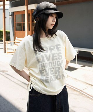 WEGO サイドドロストオフショルグラフィックT イエロー