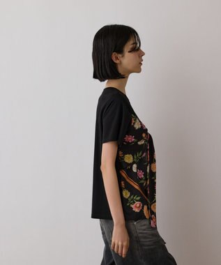 GRACE CONTINENTAL スカーフプリントコンビトップ ブラック