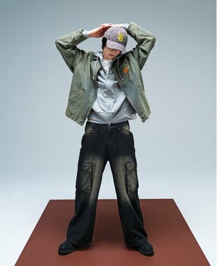 WEGO 【25年秋冬新作/MLサイズ展開】ワーカーズZIPジャケット デニム淡加工色