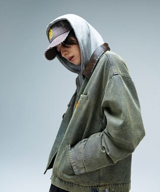 WEGO 【25年秋冬新作/MLサイズ展開】ワーカーズZIPジャケット デニム淡加工色