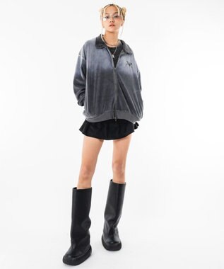 WEGO 【ユニセックス着用ITEM】ブリーチロゴベロアトラックジャケット グレー