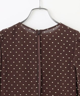 #Newans シアーパフスリーブブラウス ブラウン×イエロードット