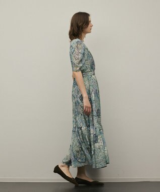 GRACE CONTINENTAL パッチワークプリントワンピース グリーン