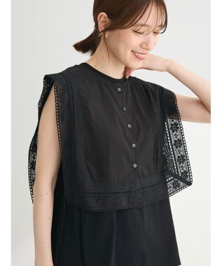 Green Parks インド綿　スクエアレース衿 Black