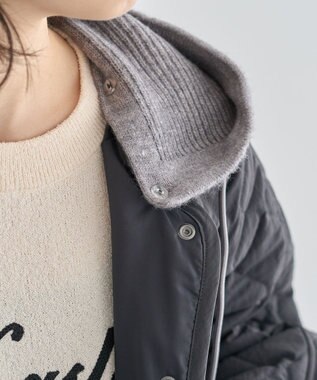 Green Parks ２ＷＡＹニットフードキルティングブルゾン Charcoal Gray