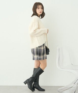 earth music&ecology フワフワパールニットカーディガン Ivory