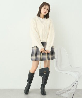 earth music&ecology フワフワパールニットカーディガン Ivory