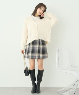 earth music&ecology フワフワパールニットカーディガン Ivory