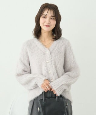 earth music&ecology フワフワパールニットカーディガン Light Gray