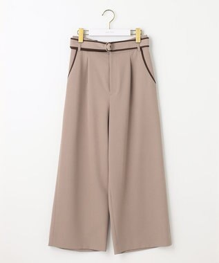 ANY SIS 【洗える】バイカラートリミングワイド パンツ モカ