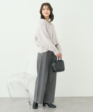 earth music&ecology フワフワパールニットカーディガン Light Gray