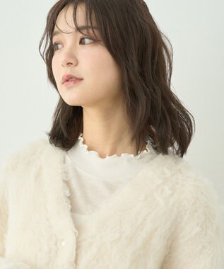 earth music&ecology フワフワパールニットカーディガン Ivory