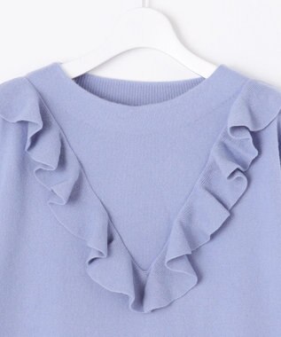 自由区 【洗える】ピュアカシミヤフリルディティール ニット テンダーブルー