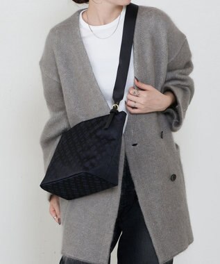 russet ナイロンジャガード2WAYワンハンドルトートバッグ(SF-268) Black/Navy