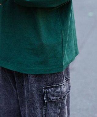 WEGO ヘビーウエイト刺繍グラフィックロンT ダークグリーン