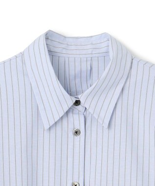 UNFILO L ボリュームスリーブ クロップドシャツ ブルーストライプ