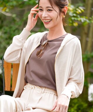 ANY SIS S ショート丈ドルマン５分袖 プルオーバー モカ