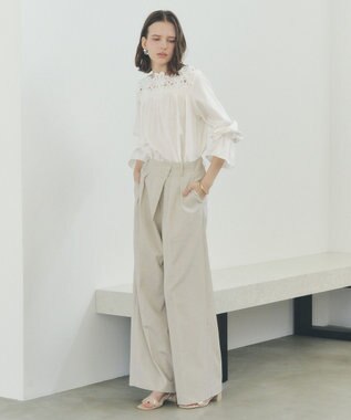 YECCA VECCA メタルホックワイドパンツ Light Beige