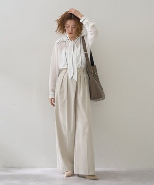 YECCA VECCA メタルホックワイドパンツ Light Beige