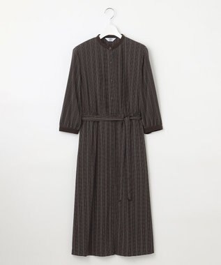 J.PRESS LADIES L 【洗える】ドットデシンプリント ピンタック ワンピース ダークブラウン系