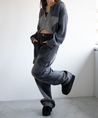 WEGO ヴィンテージウォッシュカーゴデニム ブラック