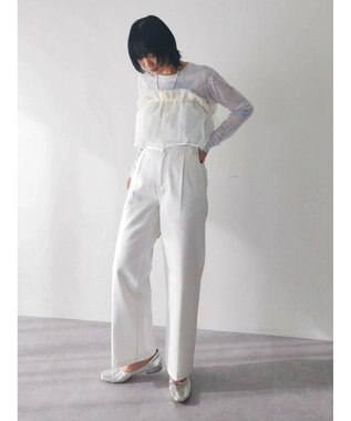 Green Parks ストレートタックデニムパンツ White