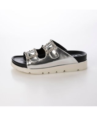 MODE ET JACOMO <carino>厚底ビジューバックルサンダル シルバー