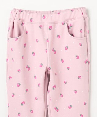 ANY KIDS 7days 裏シャギー 総柄ガーリーパンツ ピンクベージュ×イチゴ