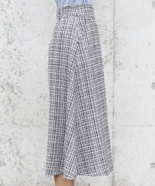 Tiaclasse 【洗える】大人華やかなツイードフレアスカート グレー