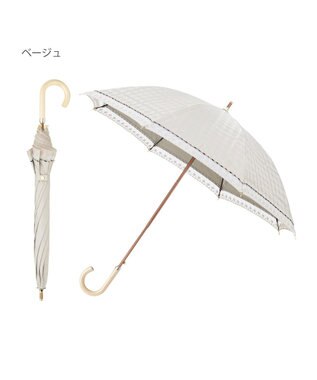MOONBAT DAKS(ダックス) 晴雨兼用日傘 長傘 ハウスチェックジャカード×オーガンジーレース ベージュ