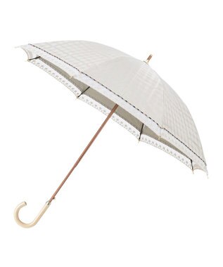 MOONBAT DAKS(ダックス) 晴雨兼用日傘 長傘 ハウスチェックジャカード×オーガンジーレース ベージュ