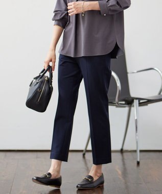 J.PRESS LADIES L 【WEB限定カラーあり・洗える】T/Rアルガンシルク テーパード パンツ ネイビー系