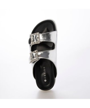 MODE ET JACOMO <carino>厚底ビジューバックルサンダル シルバー