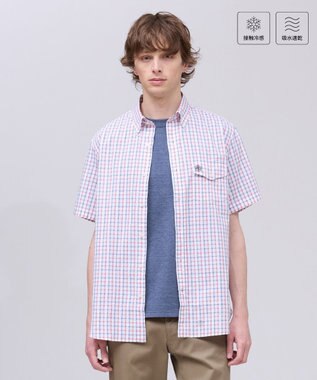 今季大人気！【吸水速乾 / 接触冷感 / 高通気性】Aero Weave クールマックスサッカー チェック シャツ / B.D.