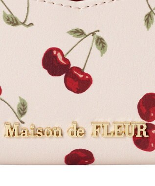 Maison de FLEUR リーフ付きチェリーカードケース Red