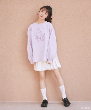 earth music&ecology 【予約】Disney/アソート刺繍入り靴下 ラベンダー