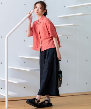 23区 【洗える】デニムライクシャンブレー Iライン スカート ブラック系