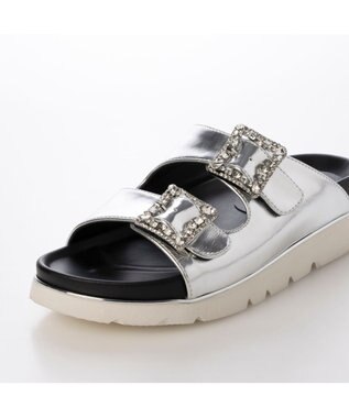 MODE ET JACOMO <carino>厚底ビジューバックルサンダル シルバー