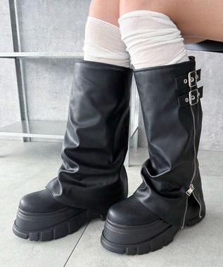 WEGO 厚底カバーロングブーツ ブラック