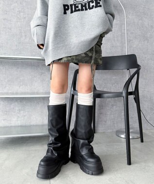 WEGO 厚底カバーロングブーツ ブラック