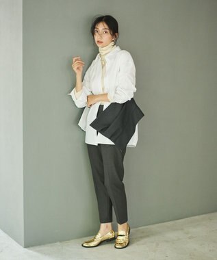 #Newans ビスチェレイヤーシャツ ホワイト×チャコール