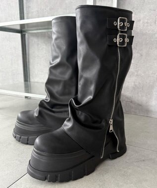 WEGO 厚底カバーロングブーツ ブラック