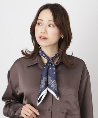 MOONBAT 【シルク100%】MACKINTOSH PHILOSOPHY(マッキントッシュ フィロソフィー）幾何柄 シルクプリントスカーフ 日本製 68cm×68cm UV対策