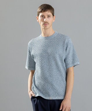 JOSEPH HOMME ドライコットンリンクス　半袖ニット サックスブルー系