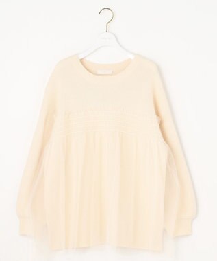 ANY SIS S 【洗える】ビスチェ風チュールコンビ ニット アイボリー