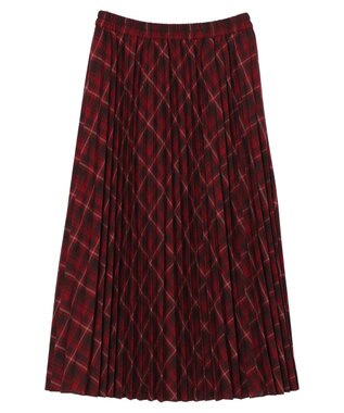 earth music&ecology すきな丈プリーツスカート Check RED