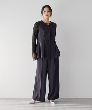 YECCA VECCA パールペプラムジレ Navy